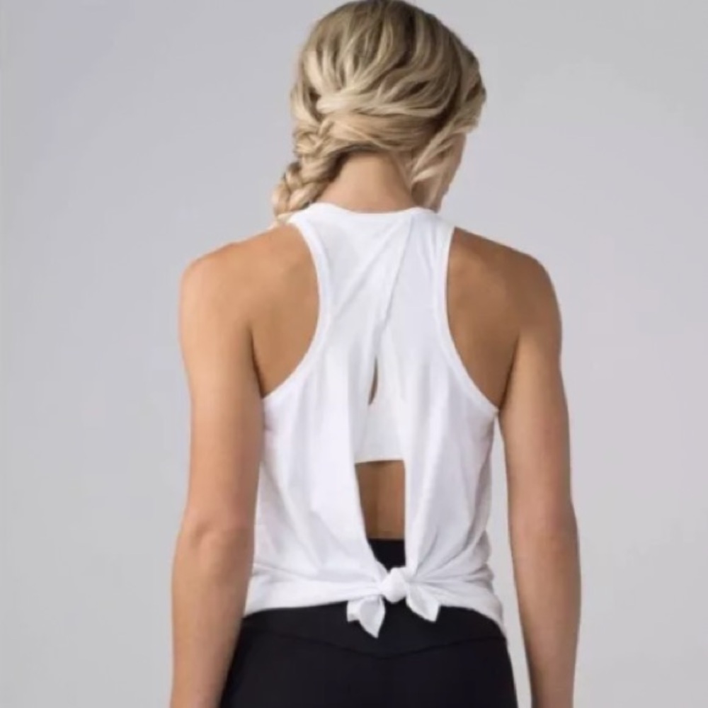 Lululemon Athletica White all tied up Fitted Tank Top